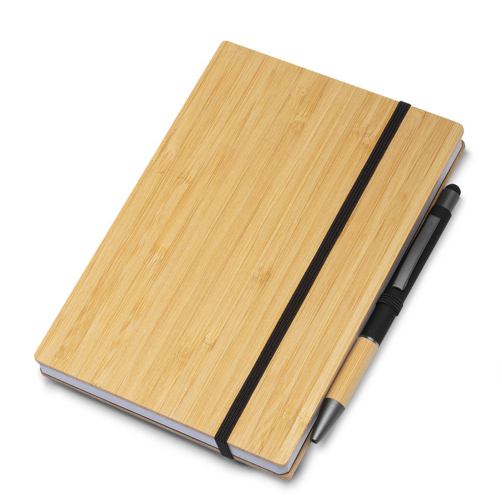 Caderno personalizado capa de bambu